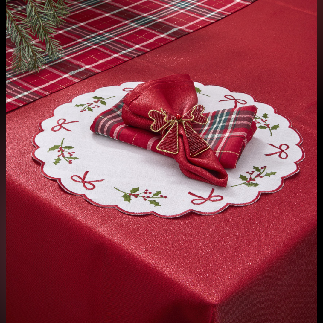 Walton and Co Red Glitz Christmas Tablecloth 150x220cm