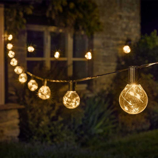20 Firefly Festoon Lights Warm White Connectable Timer - Low Voltage - Outdoor Indoor