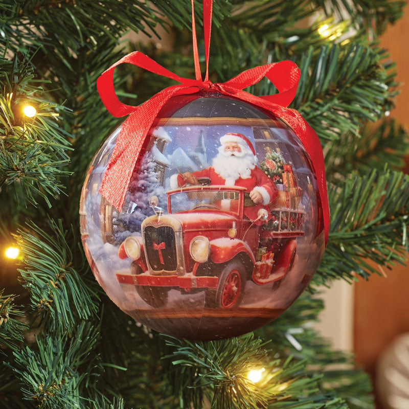 12cm Driving Santa Vintage Bauble
