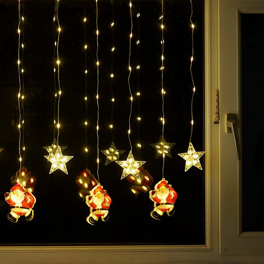 Santa and Stars Christmas Light Curtain Low Voltage