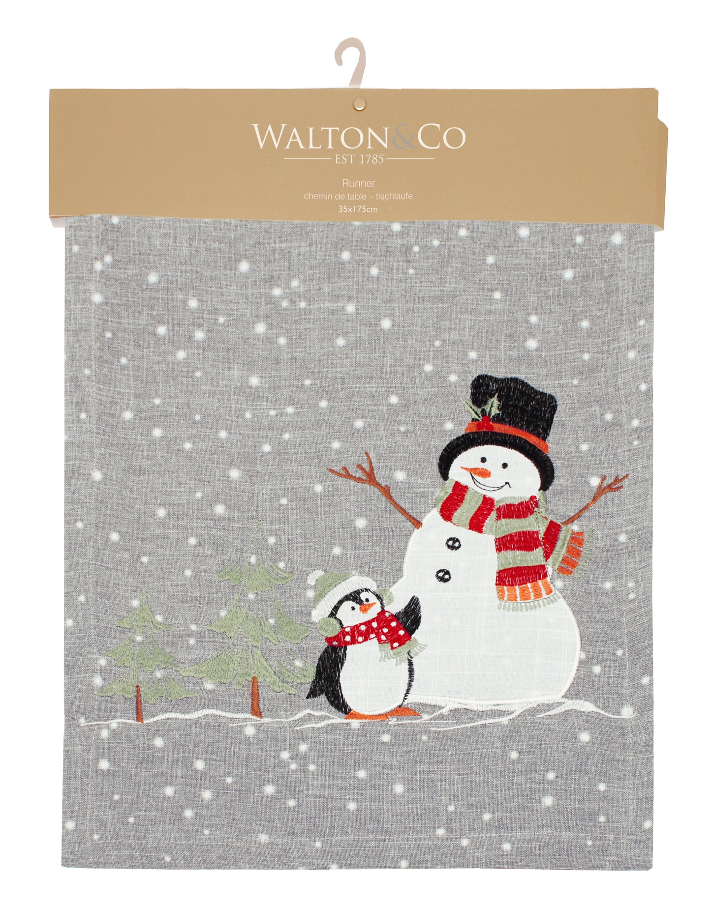 Walton and Co Snowman and Penguin Christmas Table Runner